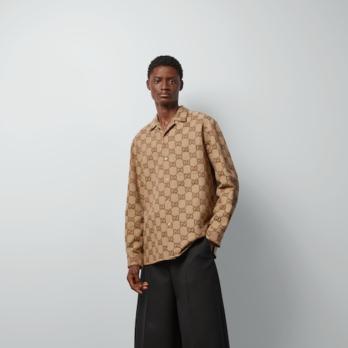 Camisa de lona con diseño de GG grande