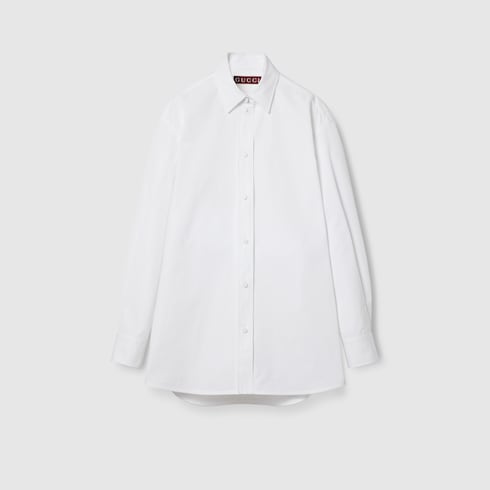 Cotton poplin shirt with ribbon tie Detail 2