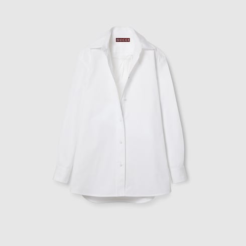 Camisa de popelina de algodón con lazo