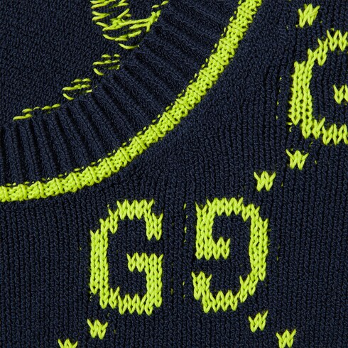 GG cotton jacquard crewneck sweater in Blue Ready-to-wear