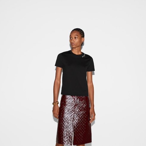 Camiseta de punto de algodón con cristales