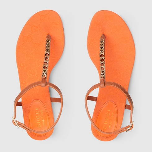 Gucci Signoria thong sandal in brown leather GUCCI Canada