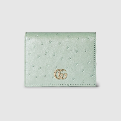 GG Marmont ostrich card case wallet