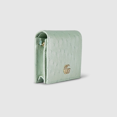 GG Marmont ostrich card case wallet