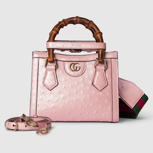 Mini borsa shopping Gucci Diana in struzzo