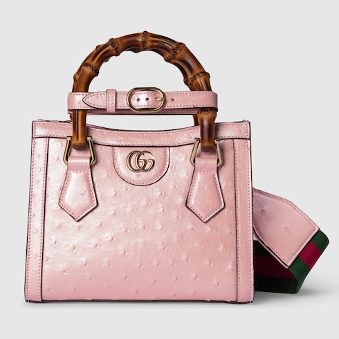 Mini borsa shopping Gucci Diana in struzzo