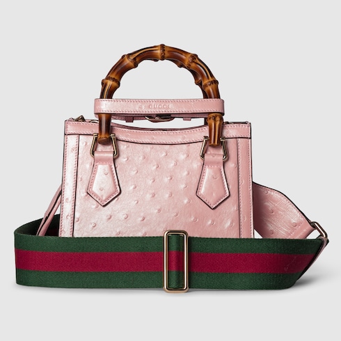 Mini borsa shopping Gucci Diana in struzzo