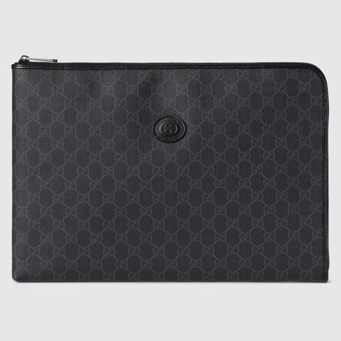 GG medium document case with Interlocking G in Black GG Canvas GUCCI SI