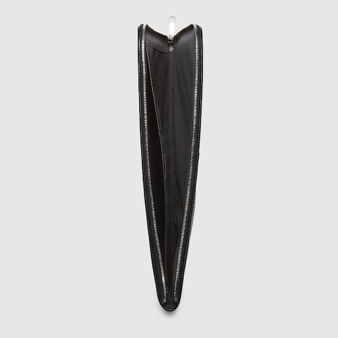 Porte documents GG taille moyenne avec detail GG enlaces en toile GG Supreme noire GUCCI FR