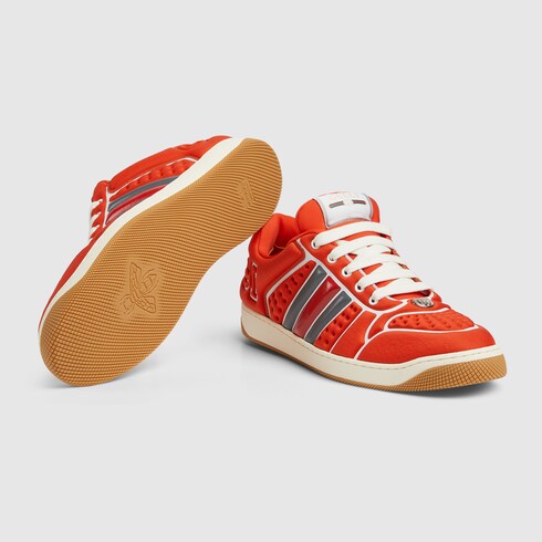 Sneakers Screener con tribanda Web para hombre inneopreno naranja GUCCI MX