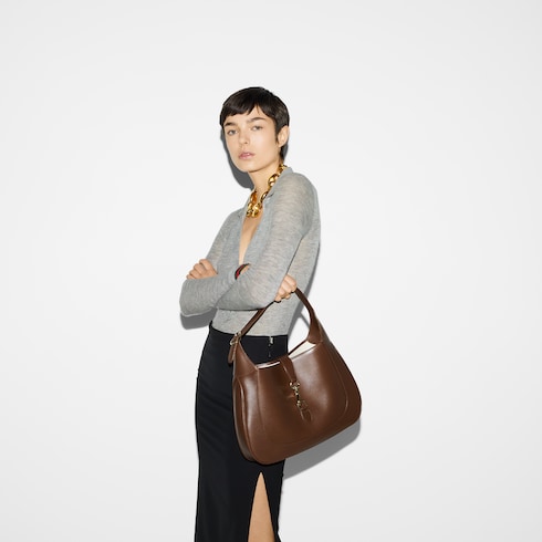 Sac a epaule Gucci Jackie taille moyenne en cuir marron GUCCI FR