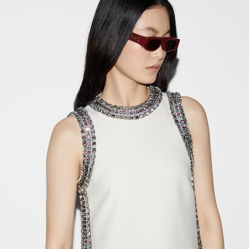 Wool silk top with crystal embroidery Detail 5