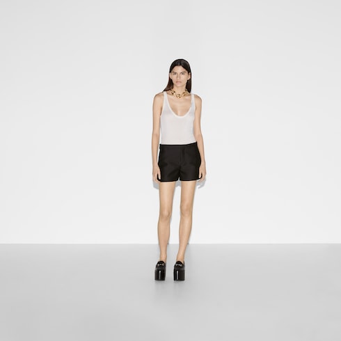 Wool silk gabardine shorts