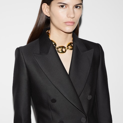 Chaqueta de seda y lana con botonadura doble