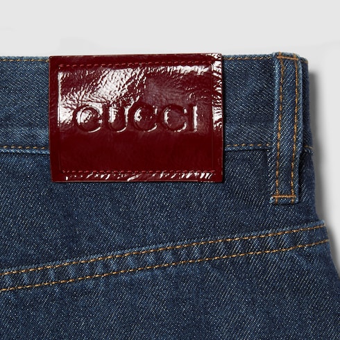 Denim trouser with Gucci label Detail 9