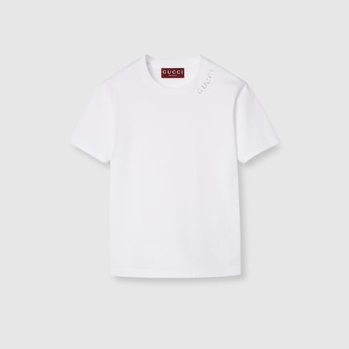 T-shirt in jersey di cotone con cristalli
