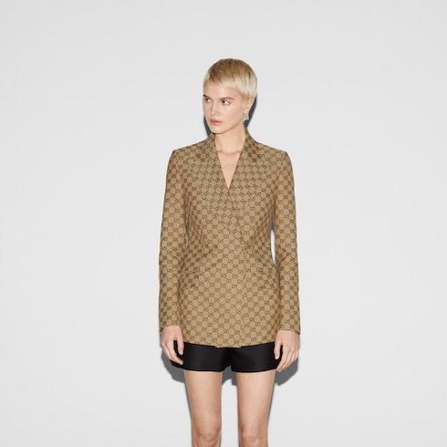Chaqueta de lona GG con botonadura doble