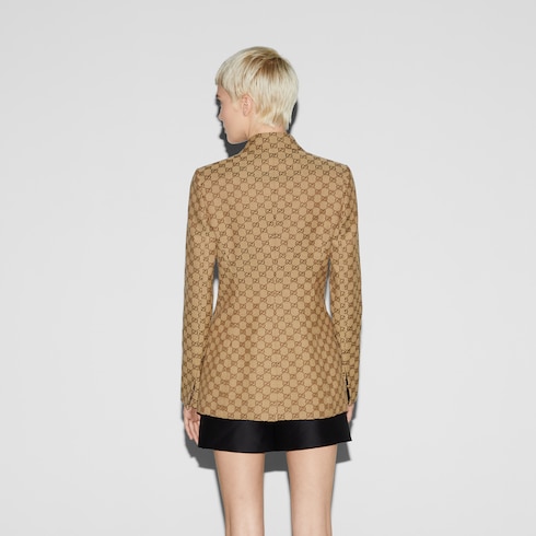 Chaqueta de lona GG con botonadura doble