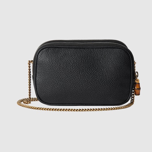 Super mini borsa con Doppia G e bambu in pelle nera GUCCI Italia