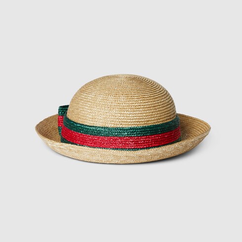 Cappello bambino effetto paglia con nastro Web in naturale GUCCI CH