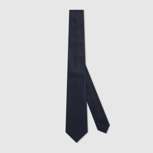 Allover Gucci silk tie in navy | GUCCI® Canada