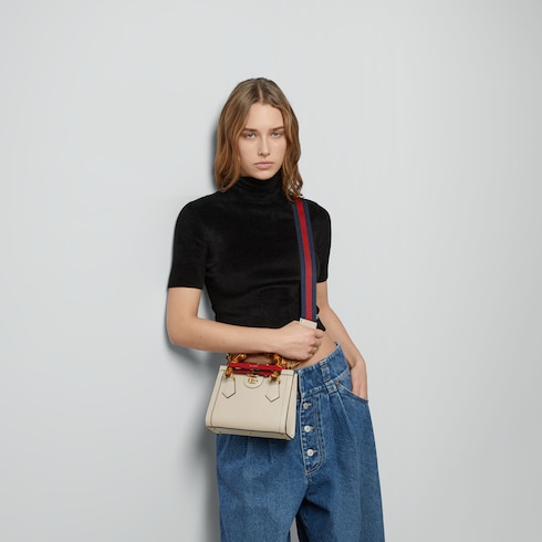 Gucci Diana mini tote bag in White Leather | GUCCI® SI