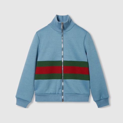 Children's jersey zip jacket in blue | GUCCI® US Children's jersey zip jacket in blue | GUCCI® US