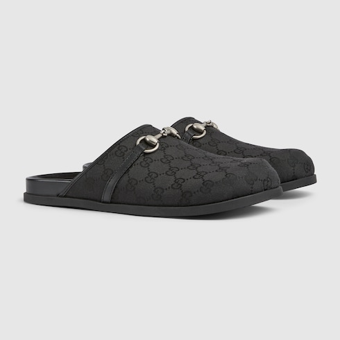Men s Horsebit mule in black Original GG canvas GUCCI ZA