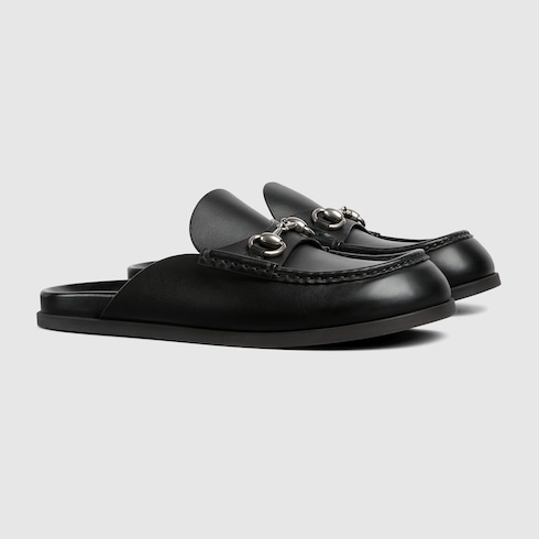 Sabot uomo con Morsetto in pelle nera GUCCI Italia