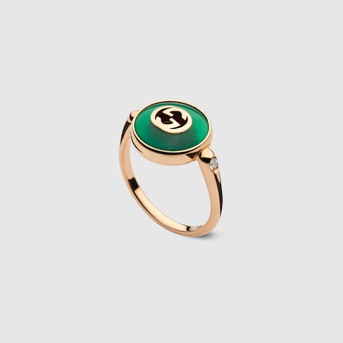 Gucci Interlocking系列玫瑰色18K金戒指