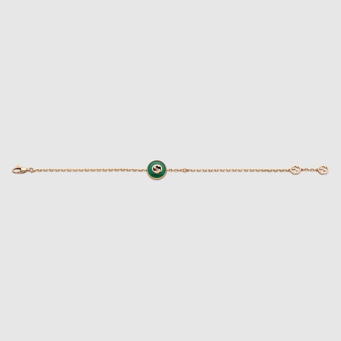 Gucci Interlocking系列玫瑰色18K金手链