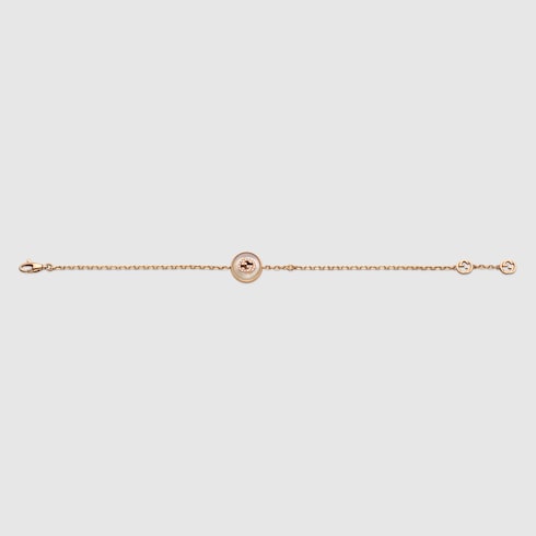 Gucci Interlocking系列18K金钻石手链