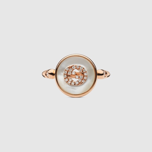 Anello Gucci Interlocking in oro 18 carati con diamanti