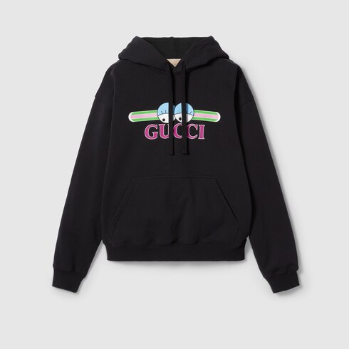 Cotton jersey sweatshirt with Gucci print in black GUCCI BG