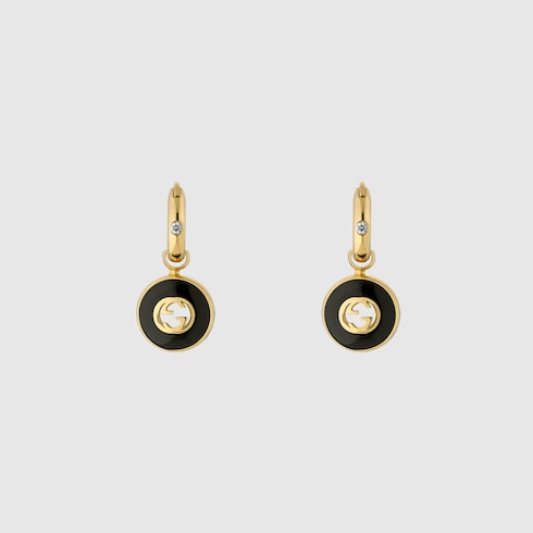 Gucci Interlocking系列18K金环形耳环