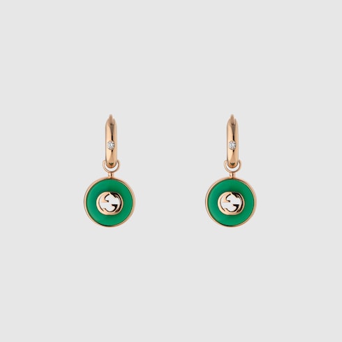 Gucci Interlocking系列玫瑰色18K金环形耳环