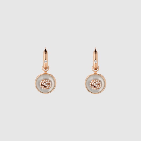 Boucles d’oreille 18 carats Gucci Interlocking avec diamants