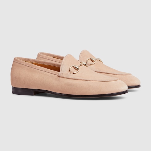 Mocassino Gucci Jordaan donna in pelle scamosciata color cipria GUCCI Italia