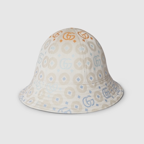 Baby Double G cotton bucket hat in White Undefined | GUCCI® SI