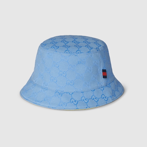 GG canvas reversible bucket hat in light blue | GUCCI® US