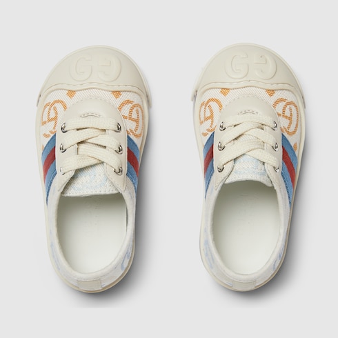 Sneaker bimbi piccoli con nastro Web in bianco e multicolore GUCCI Italia