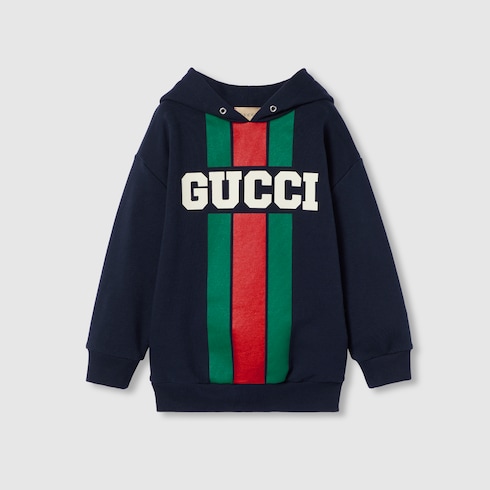 Children s cotton hooded sweatshirt in dark blue GUCCI NL