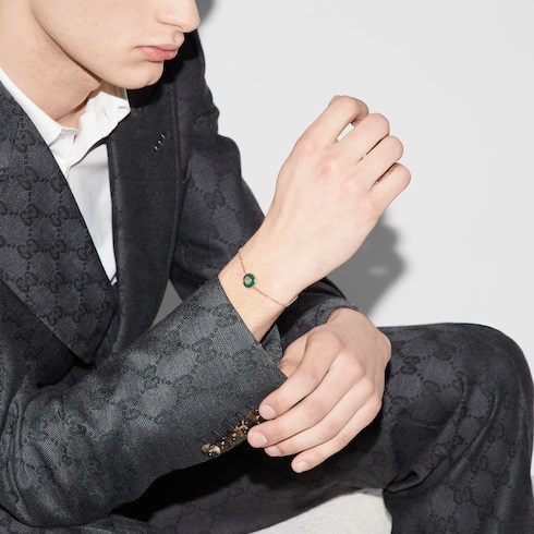Gucci Interlocking系列玫瑰色18K金手链