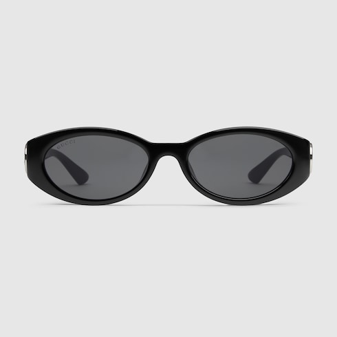 Oval Frame Sunglasses In Black | Gucci® Us