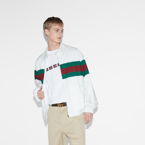 Cotton jersey T-shirt with Gucci print Detail 6