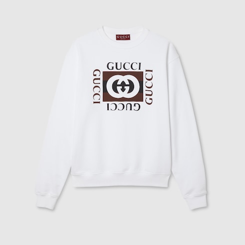 Cotton jersey sweatshirt in white GUCCI Canada