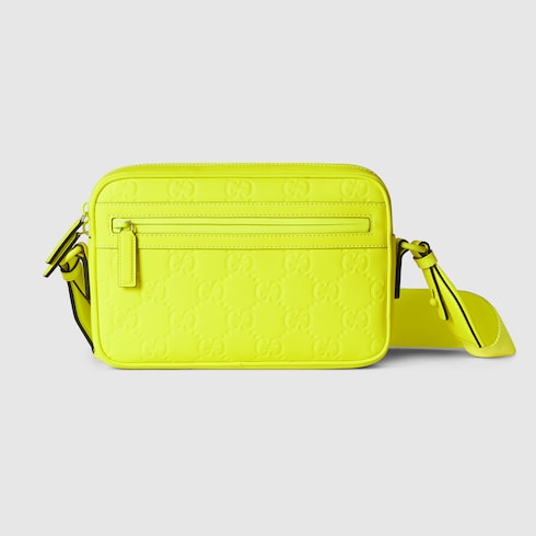 GG rubber effect crossbody bag in fluorescent yellow leather GUCCI US