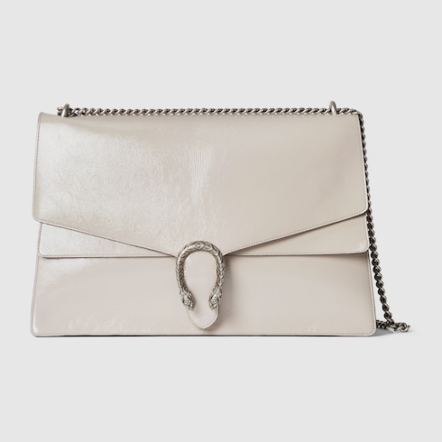 Dionysus large shoulder bag in light grey patent leather GUCCI ZA