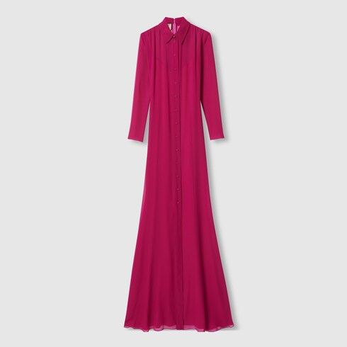 Robe De Soirée Sans Bretelles Nicole Miller, Georgette De Soie, Couleur Framboise, Taille 2