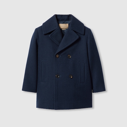 Children s wool coat with Web in dark blue GUCCI AE